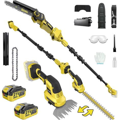 6 in 1 Cordless Edge Cutter and Pole Ideal for Wax Cutting  8 Inch Mini Chainsaw and Edge Cutter, Brushless Motor, Adjustable from 0 to 180°, Extends Up to 4.5 M, 2 x 4.0 Ah Batteries (1/5)