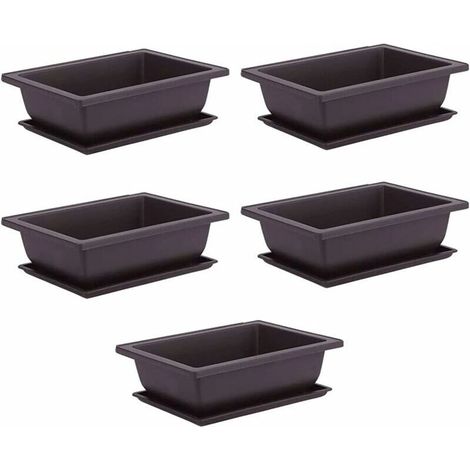 Lot de 10 pots de culture pour bonsaï avec plateau en plastique, pots de culture pour bonsaï, pots pour plantes succulentes et fleurs, contenants de culture pour le jardin (1/4)