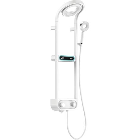 Mexen Peak ensemble de douche extérieur avec pomme de douche et mitigeur, affichage LED, blanc - 78106-20 (1/2)