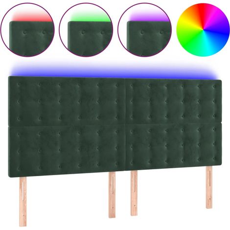 Tête de lit,Panneau décoratif à LED Vert foncé 180x5x118/128 cm Velours CFW9415617 (1/5)