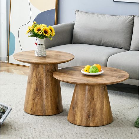 Couchtisch Set 2-teilig rund in Holzoptik MDF OKMYHOME (1/5)