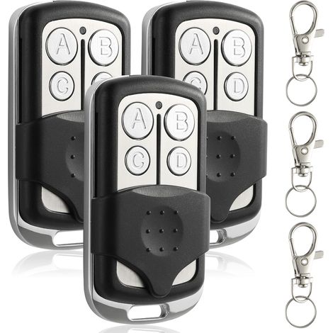Télécommande universelle sans fil pour porte de garage et portail (433 MHz) – 4 boutons – Compatible portes de garage et voitures – Lot de 3 (1/5)