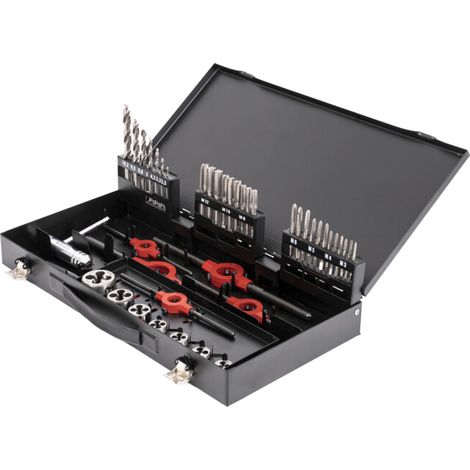 Kit de filetage avec jeu de tarauds STIER, 45 pièces (M3-12)
