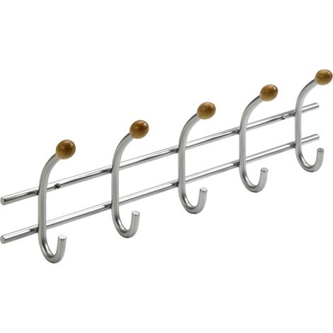Hettich Garderobenleiste 5 Haken 43,0 x 13,5 x 6,5 cm silber Hakenleiste