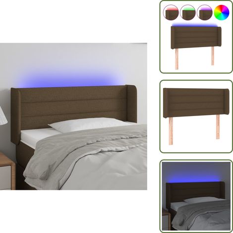 LED Kopfteil Dunkelbraun 103x16x78/88 cm Stoff - LED Kopfteil - Bett Kopfendeckung - Kopfteil Aus Stoff - Nachttisch Beleuchtung - Leselampe