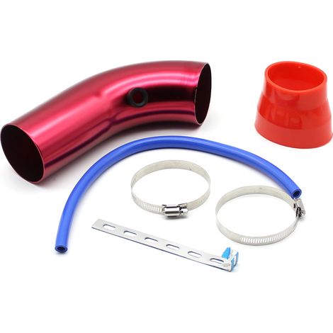 Ortviai Kit d'admission froide universel pour voiture – Tube en aluminium anodisé 76 mm (3 pouces), couleur rouge (1/3)