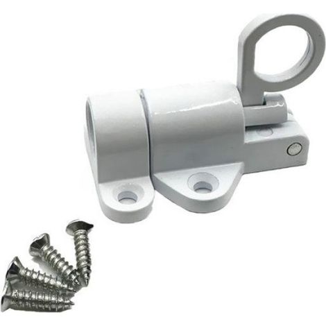 Lot de 2 verrous de porte automatiques, verrou de porte extérieur, verrou de fenêtre, verrou de porte en aluminium avec vis, blanc (1/4)