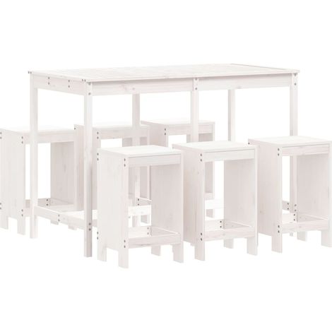Maison Exclusive - 7dílný zahradní barový set bílý masivní borové dřevo (1/5)