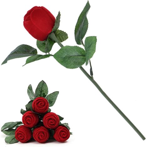 Portagioie a forma di rosa rossa, custodia romantica per gioielli, astuccio per proposta di matrimonio.