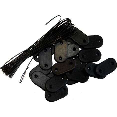 Maillestore – Kit de fixation brise-vue – Lot de 5 kits – 26 pastilles et 4m de fil par kit – Couleur noir – Fixation sur grillage ou câbles