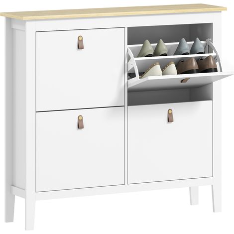 Modern Four-Drawer Shoe Cabinet - White