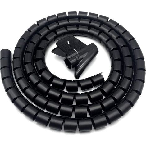 Gaine Range Cable Spirale Tube,Spirale Câble Flexible Tube 28mm2m,pour Câble D'ordinateur,avec Fil à la Maison ou au Bureau,Noir (1/5)