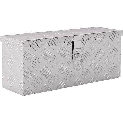 AMXCNOY Coffre de rangement/boîte à outils en aluminium avec serrure et clés, 50 x 15,5 x 20,5 cm (1/5)