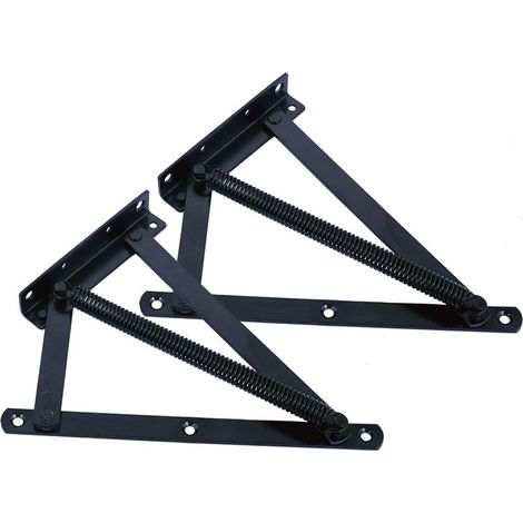 Lot de 2 Charnières à Ressort Triangulaires Noires pour Canapé-Lit et Coffre de Rangement (1/5)