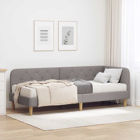 Eckbettgestell Taupe 80 x 200 cm Stoff