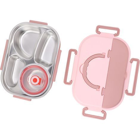 Isolierte Edelstahl-Lunchbox mit 4 Fächern, korrosionsbeständig, rostfrei, tragbare Bento-Box für Kinder und Erwachsene (1/5)