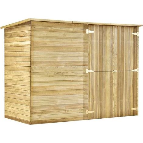 Abri à vélos de jardin, 232 x 110 x 170 cm, en pin imprégné. (1/5)