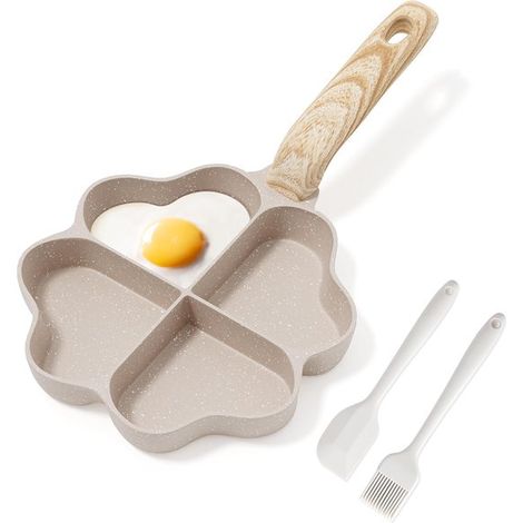 Herzförmige Eierpfanne mit 4 Fächern, Granit Antihaftbeschichtung, kleiner Topf, induktionsgeeignet, kreative und niedliche Omelettpfanne, gesund (1/5)