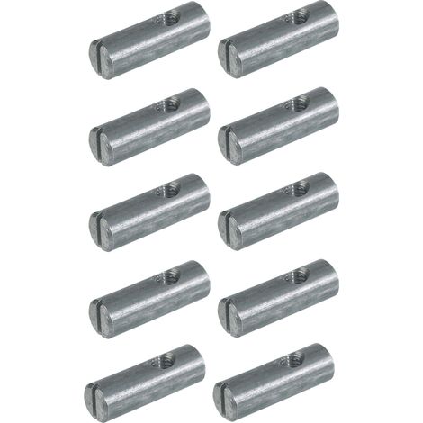 Cyclingcolors – Ferrure d'assemblage M6 – 10 pièces – Acier – Filetage métrique pas standard – Longueur 14mm – Largeur 8mm – Connecteur pour meubles en bois (1/2)