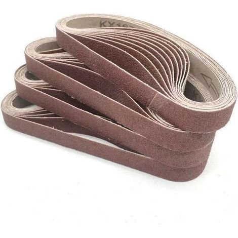 Paquete de 40 bandas abrasivas, 15 mm x 452 mm, XU, grano 60, óxido de aluminio - Destinadas a trabajar la madera, pulir metales y afilar cuchillos - KZQ