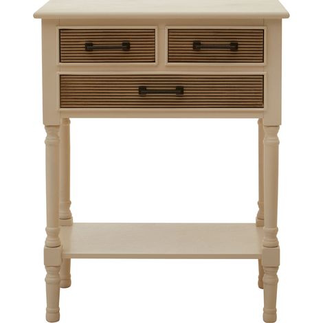 Interiors by Premier Pearl White Console Table for Hallway, Pine Wood Wood Table for Home Décor with 3 drawers (1/5)