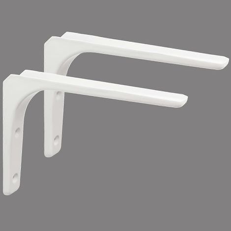 Équerre de fixation murale, 200 mm x 150 mm, finition métal blanc brillant, lot de 2 - AquaForge (1/5)
