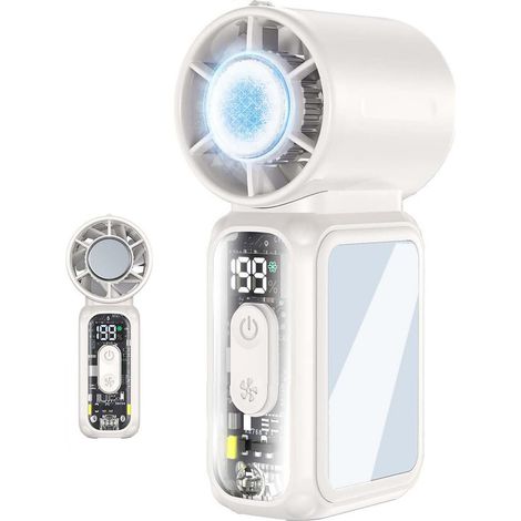 Mini ventilateur portable – Ventilateur à main – 3600mAh – Refroidissement par semi-conducteurs – Pour intérieur, bureau et voyages Blanc (1/5)