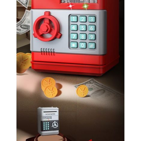 Tirelire enfant à code - - Noire - Code modifiable - Sécurisée - Plastique durable - Fente pour pièces et billets (1/4)