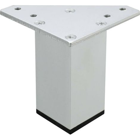 Set di 4 gambe per mobili bianche (10 cm) - Viti incluse, colore bianco - Gambe in alluminio fai da te per tavoli, mobili da bagno, armadi, scaffali (1/4)