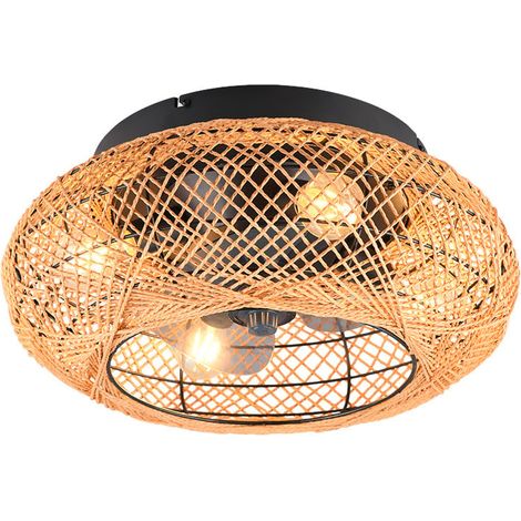 Boho Deckenleuchte LILLESAND mit Ventilator und Fernbedienung, Ø 50cm (1/2)