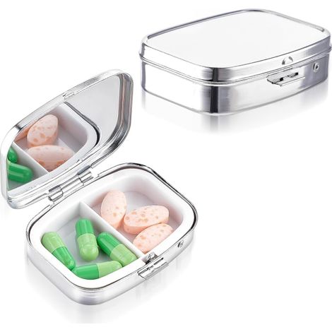 piluliers en acier inoxydable avec 2 compartiments (1/5)