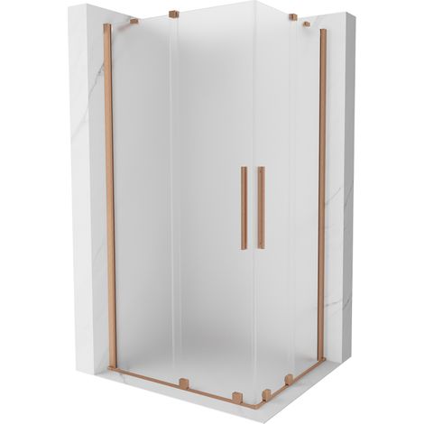Mexen Velar Duo cabina doccia scorrevole 90 x 80 cm, brina, rame spazzolato - 871-090-080-32-65 (1/5)