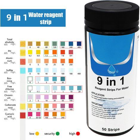 9-in-1 Wasserteststreifen, Wasserqualitätstester, Wasserhärteteststreifen (1/5)