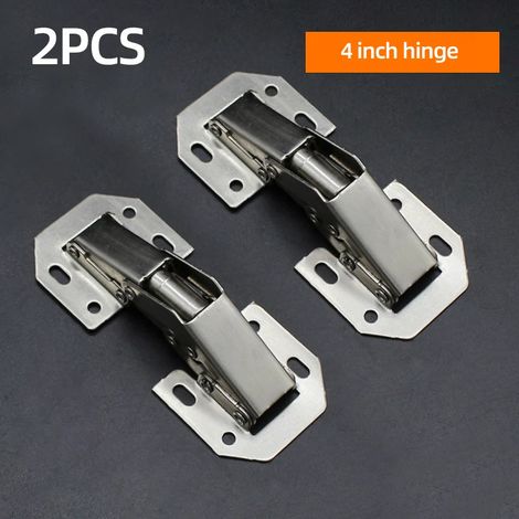 (2 pièces 10 cm) Charnières sans perçage pour portes de placards et d'armoires de cuisine, avec vis et accessoires de quincaillerie. (1/5)