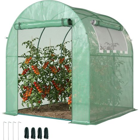 Serre portable avec structure en acier robuste et bâche en plastique résistante, finition verte, design pratique pour protéger les plantes et favoriser leur croissance