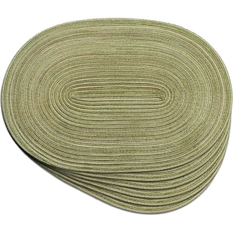 Lot de 6 sets de table ovales tressés de 30,5 x 45,7 cm pour tables de salle à manger, tissés naturels, résistants à la chaleur (ovale vert olive)'Ovale Vert Olive 6 PCS'Ovale Vert Olive'6 PCS (1/5)