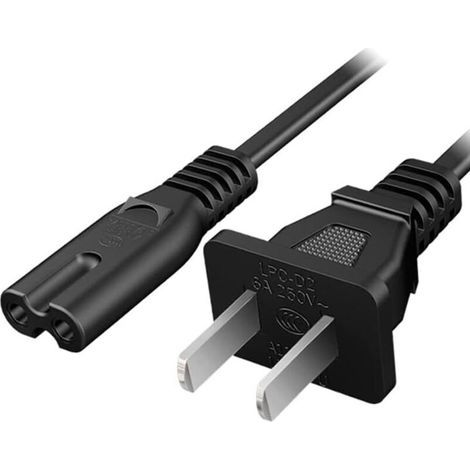 Cavo di alimentazione a 2 pin da 0,5 mm², lungo 1,5 m, per TV, PS4, PS5, altoparlanti, monitor, Xbox, supporti a parete, cavo di alimentazione di ricambio, nero. (1/4)