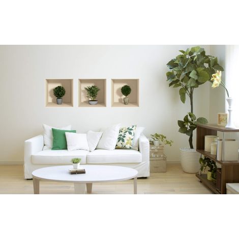 Stickers adhésifs 3D Sticker Mural Autocollant Petit buisson Stickers muraux Chambre Adulte Decoration Murale Salon Autocollants muraux Trompe l'oeil Vases 30x90cm (1/5)