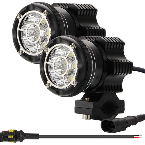 Round LED Driving Light Kit 90W 6000K 9000lm Chip Additional Motorcycle Headlight Wear-free Driving Lights Spot Beam+Flash Dual Mode CNC Tempered Glass Lens IP68 (1/5)