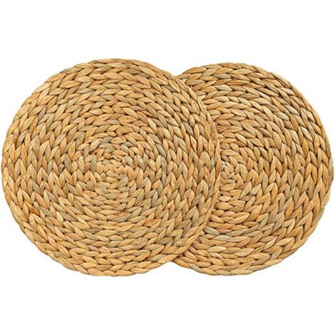 VtiziklSet de Table Rond, Set de Table Antidérapant,Sets de Table en Jacinthe d'eau, Set de Table Osier, Grands Sets de Table tissés à la Main(11,8 Pouces,2pcs)