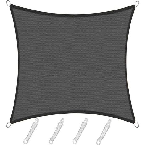 Voile d'ombrage Rectangulaire Carré 3x3m Color Graphite,Toile Imperméable Une Protection des Rayons UV à 95%, pour en Plein air, Jardin & terrasse, Piscine (1/5)