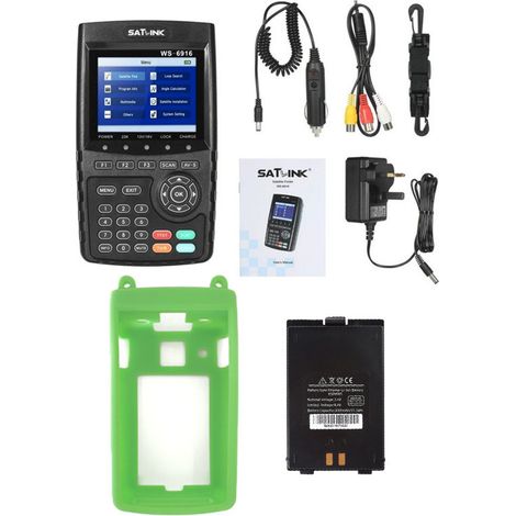 PACK Mesureur de Champ Satellite SATLINK WS 6916 HD DVB-S2+ Batterie supplémentaire + Coque Silicone Vert - Noir (1/5)