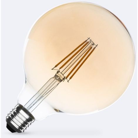 Bombilla Filamento LED E27 Casquillo Gordo 8W 750 lm Regulable G125 Gold No Flicker 2700K Blanco Cálido