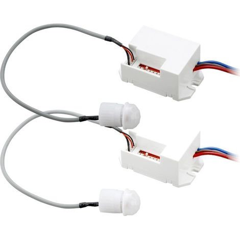 Arum Lighting – Lot de 2 détecteurs de mouvement encastrables infrarouges IP65 – Portée 3 à 6 m – Angle de détection 120° à 360° – Installation 1,8 à 2,5 m
