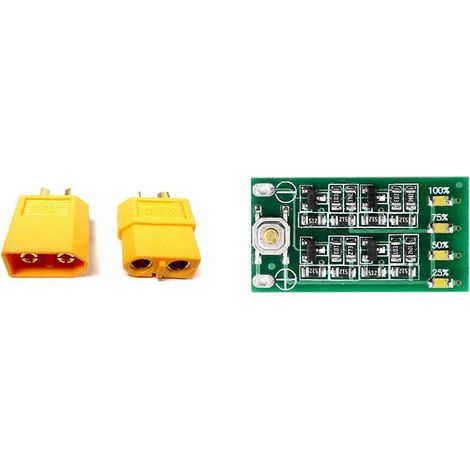 Paare von XT60-Steckverbindern und 1 Modul für 3S-Lithium-Akku-Kapazitätsanzeige 11,1 V/12 V/12,6 V (zeigt den LiPo/Li-Ionen-Ladezustand an) (1/5)