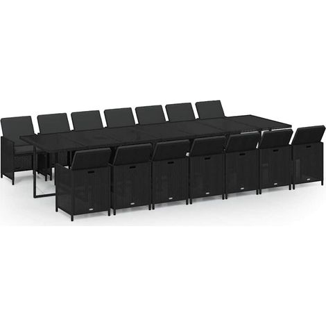 Maison Exclusive - Set Pranzo da Giardino 15 pz con Cuscini in Polyrattan Nero (1/5)