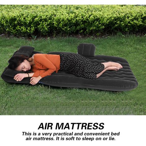 Matelas gonflable pour lit d'intérieur/extérieur, camping, voyage, siège arrière de voiture, coussin gonflable (noir) (1/5)