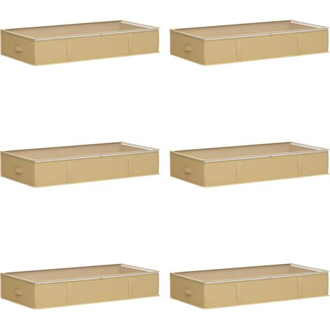 vidaXL  Storage Box with Transparent Top Window  6 pcs Cream
