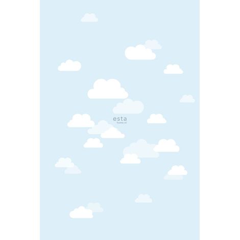 papier peint panoramique petits nuages bleu clair  - ESTAhome (1/5)