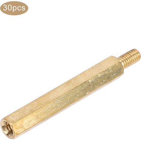 Kit de remplacement de 30 écrous hexagonaux à tête simple M3 pour raccords en laiton, pour circuits imprimés (M3 x 30). (1/5)